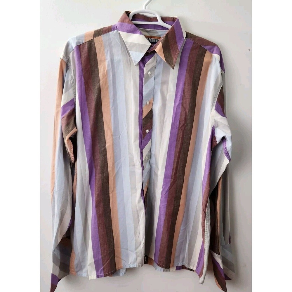 VEEZO‎ Men's 2 XL Striped Button Down Long-sleeve Western Cowboy Y2K Urban